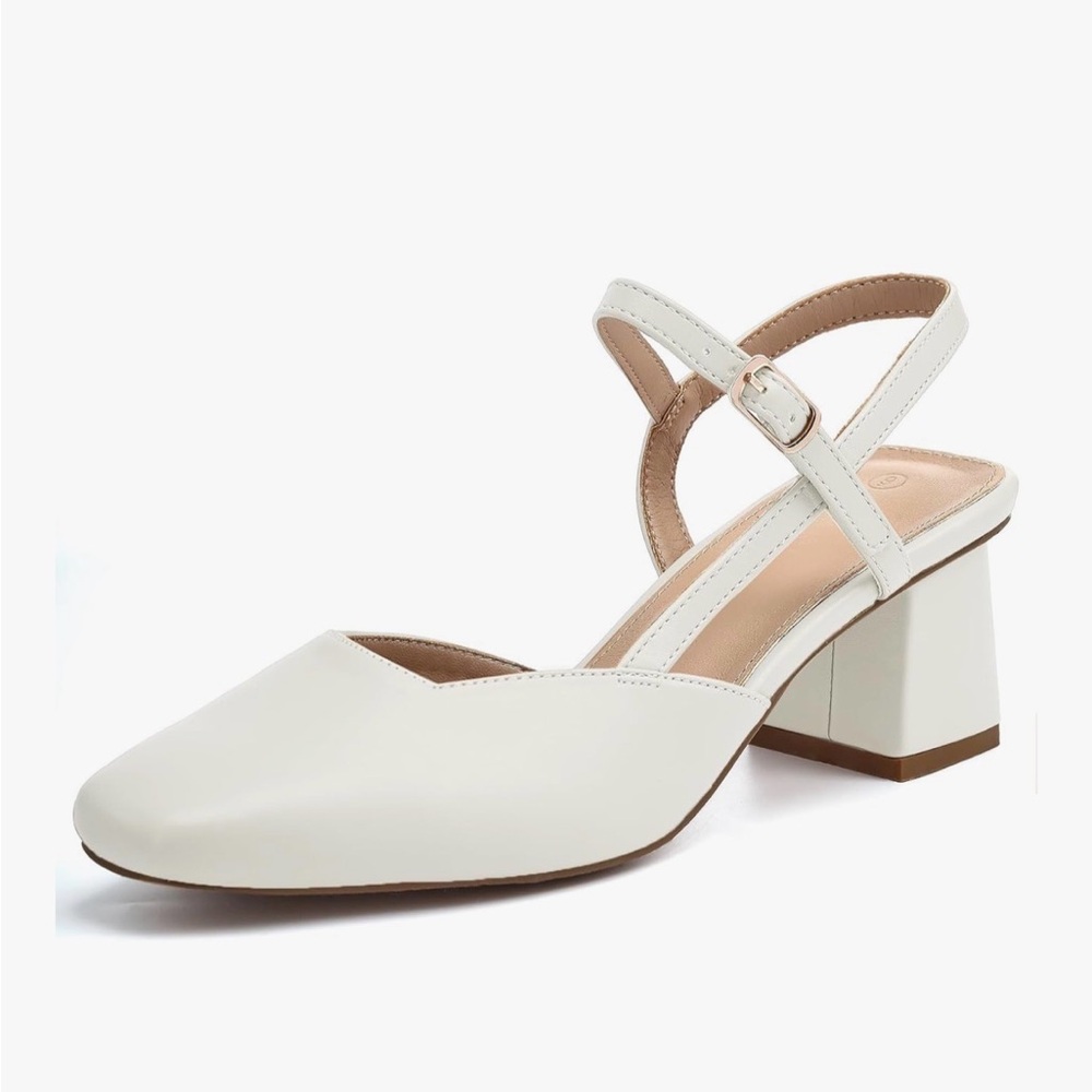 White Low Heel Bridal Pumps
